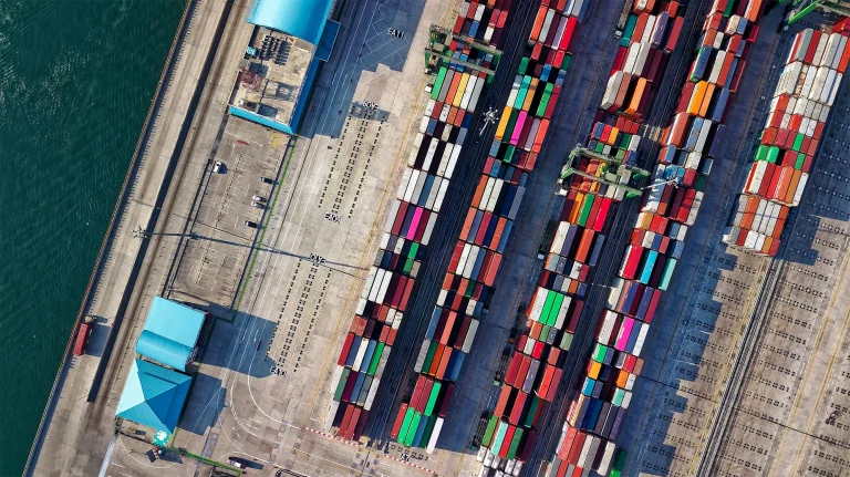 Shipping docks with containers illustrating logistics and transport